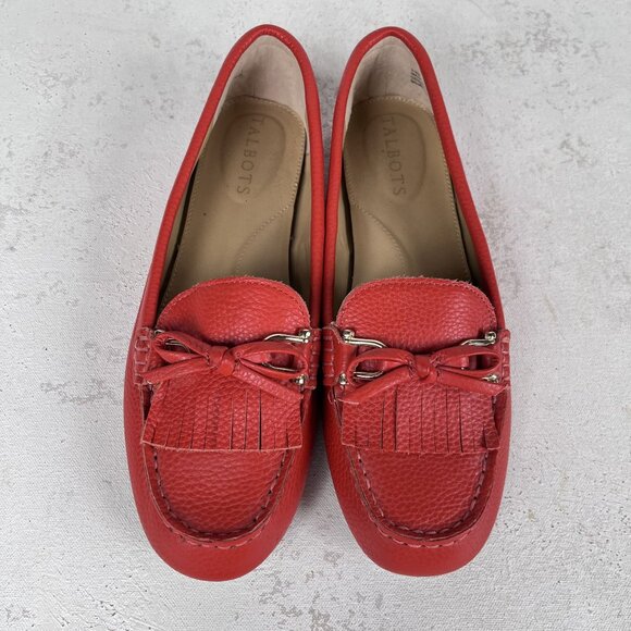 Talbots Womens Everson Tasseled Red Leather Driving Flats Sz 6.5 - Picture 2 of 10